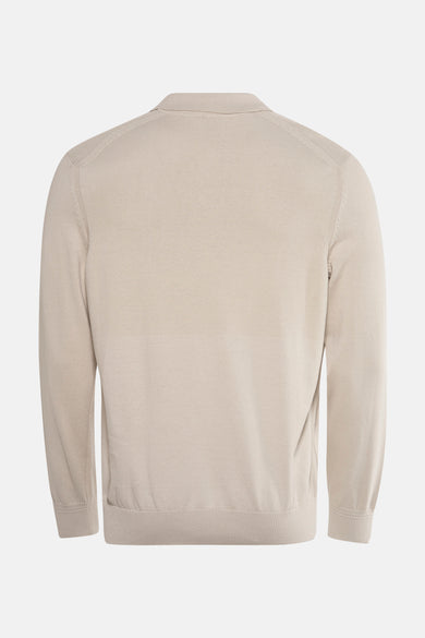Pull beige de BOSS ORANGE, vue arrière, en maille fine, avec col polo.