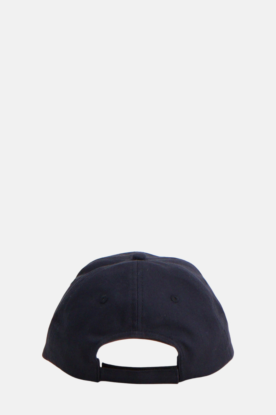 Casquette bleu foncé de BOSS ORANGE, vue de dos, avec une languette de réglage noire.