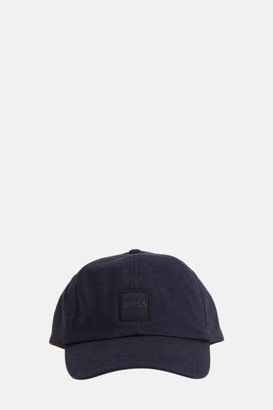 Casquette bleu foncé de BOSS ORANGE avec logo carré ton sur ton sur le devant.