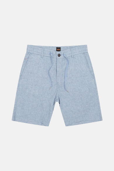 Short bleu en lin de BOSS ORANGE avec cordon de serrage.
