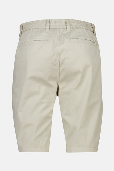 Short beige par BOSS ORANGE, avec une taille élastique et des poches arrière passepoilées.