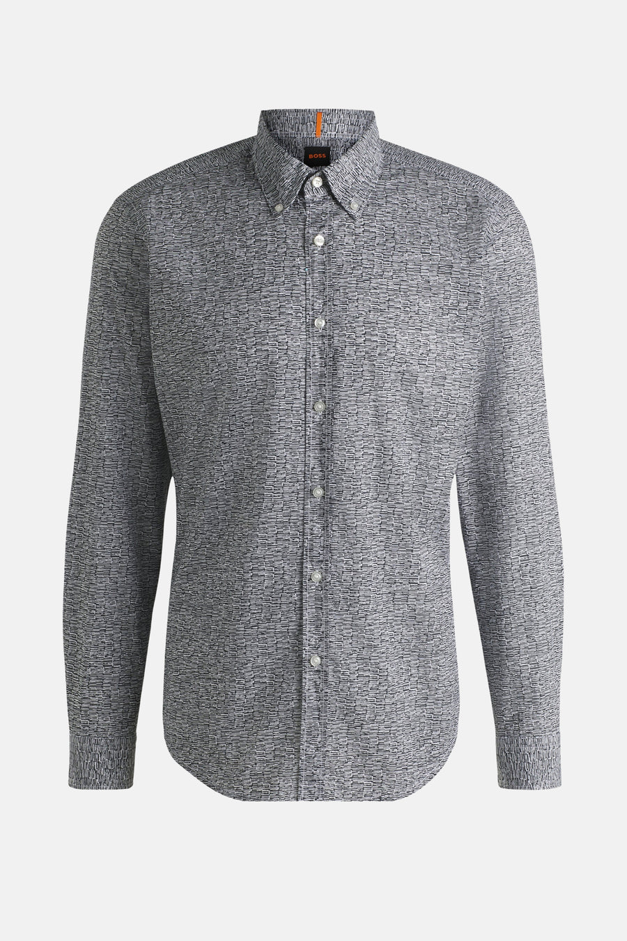 Blauwe BOSS ORANGE overhemd met lange mouwen, met modern geometrisch patroon.