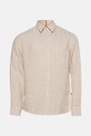 Chemise beige à manches longues de BOSS ORANGE avec poche de poitrine et détails subtils.