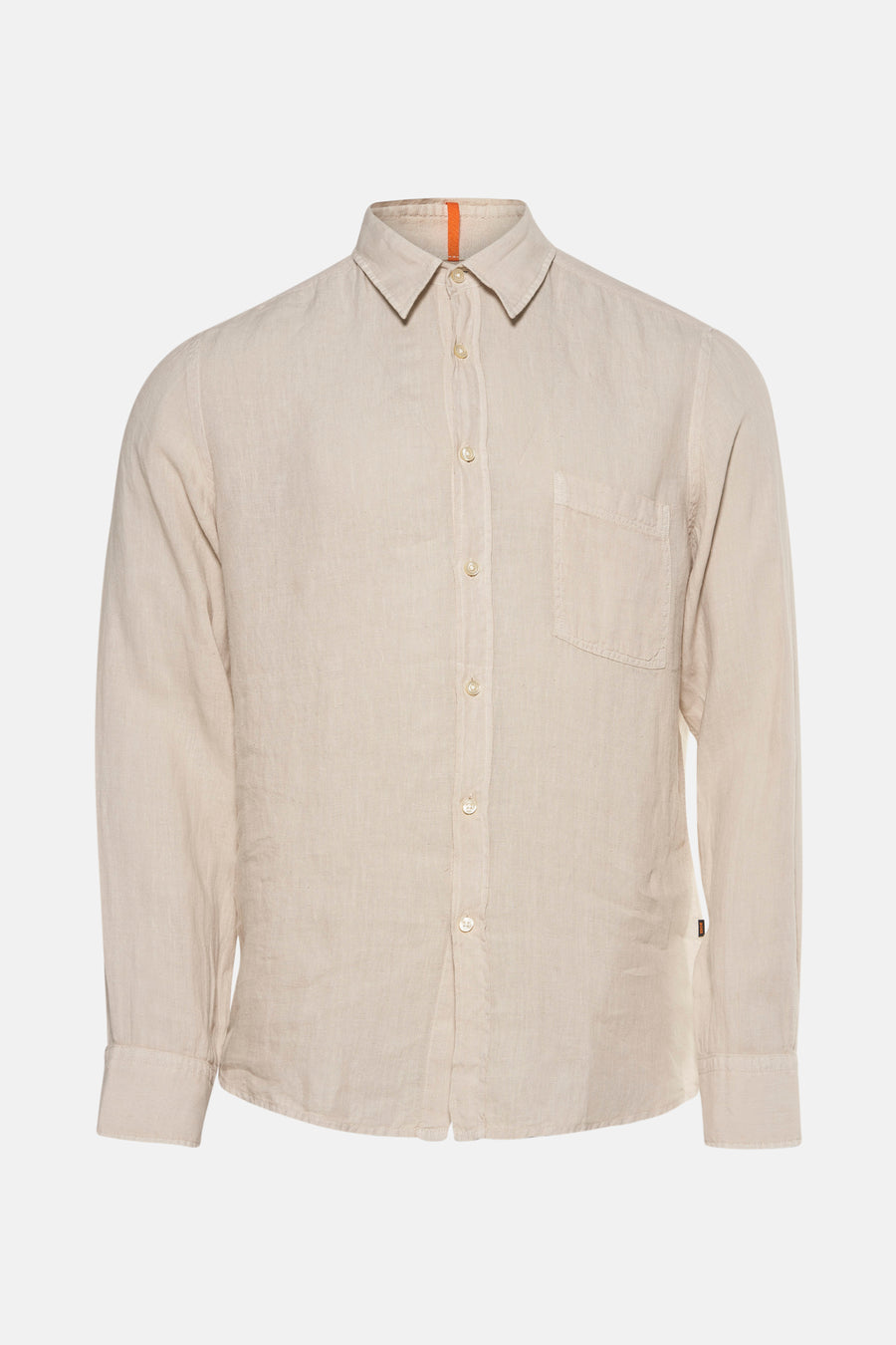 Chemise beige à manches longues de BOSS ORANGE avec poche de poitrine et détails subtils.