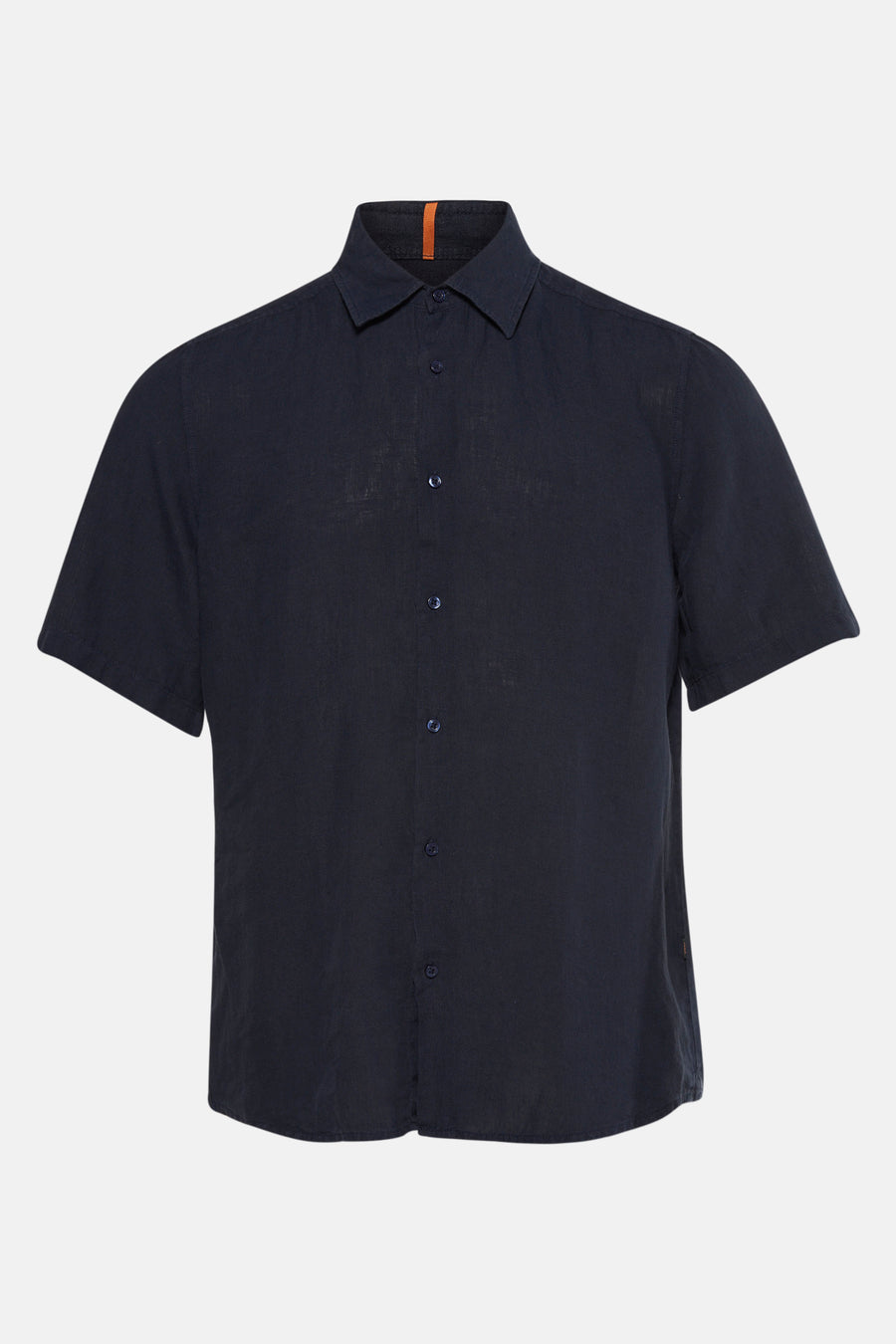 Chemise à manches courtes bleu foncé de BOSS ORANGE, avec patte de boutonnage et col classique.