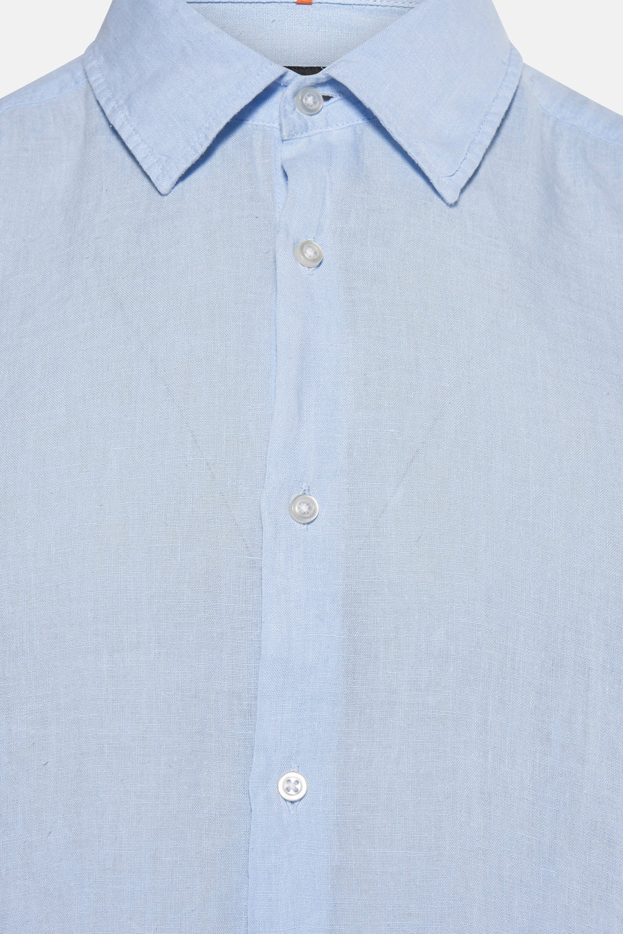 Chemise bleue en lin de BOSS ORANGE, avec une texture légère et une patte de boutonnage.