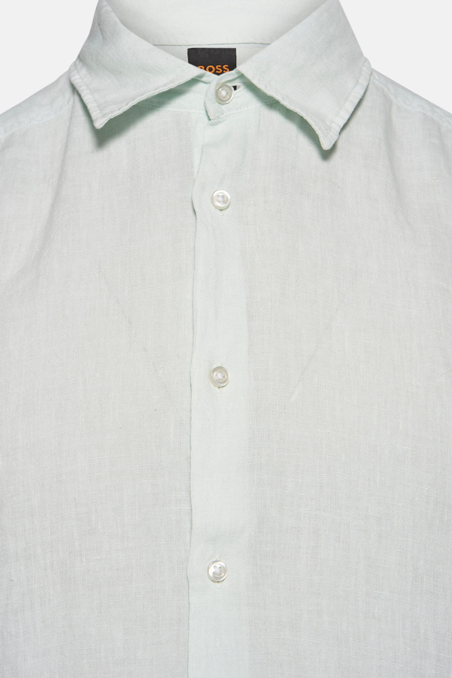 Chemise à manches courtes bleue de BOSS ORANGE, avec boutons sur le devant.