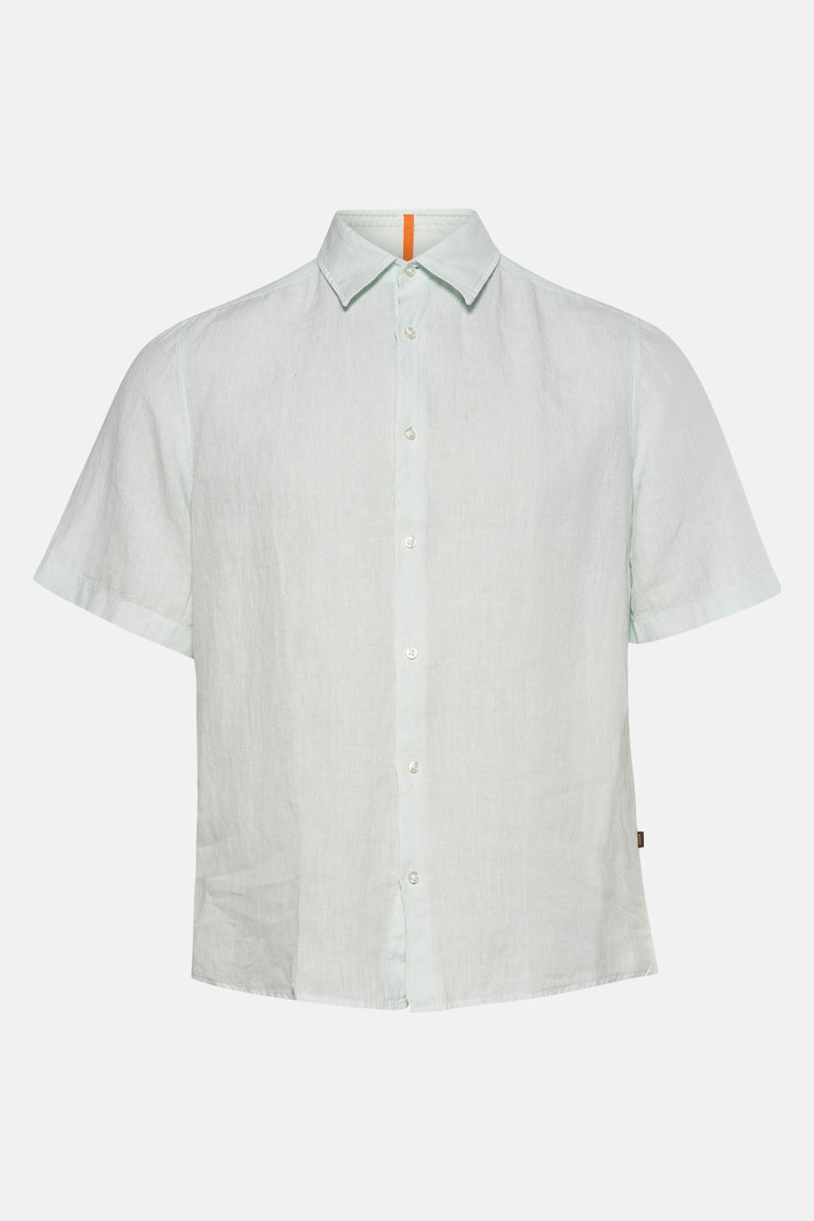 Chemise bleu clair à manches courtes de BOSS ORANGE, avec une patte de boutonnage centrale et un col classique.