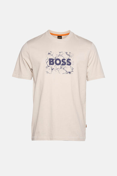 T-shirt met BOSS OR OR beigege,,,,,,,, een een kleine rodeikikette.