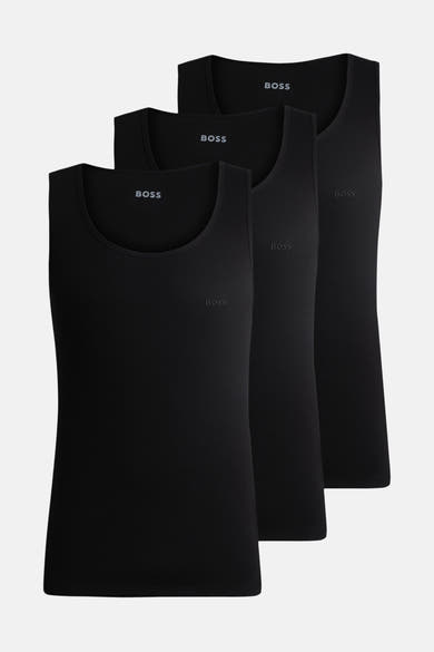 T-shirts sans manches noirs de BOSS ORANGE avec une texture côtelée