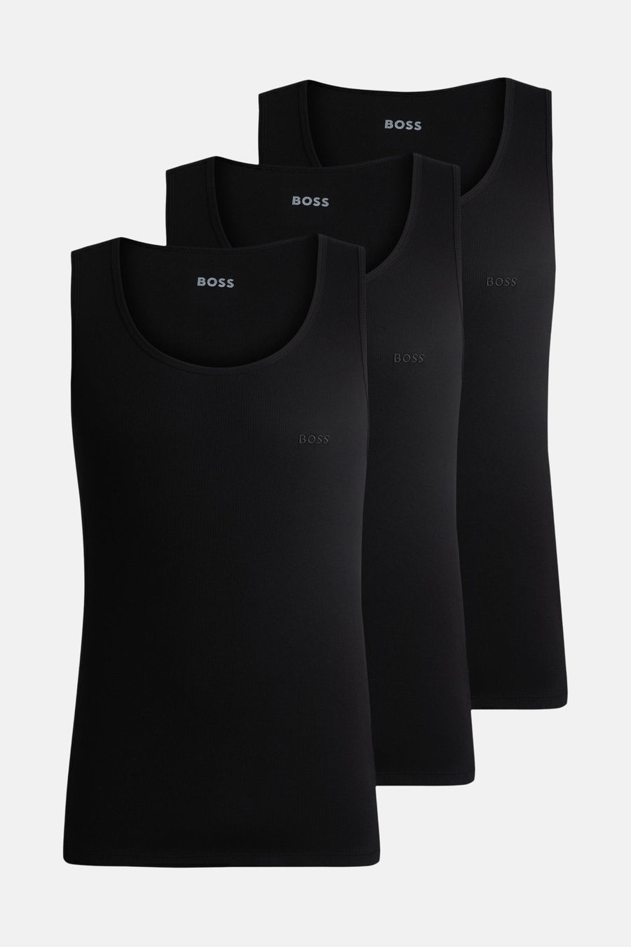 T-shirts sans manches noirs de BOSS ORANGE avec une texture côtelée