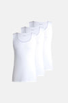 T-shirt blanc de BOSS ORANGE, un lot de trois débardeurs côtelés avec logo BOSS sur l'encolure.