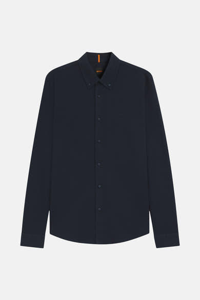Blauwe BOSS ORANGE overhemd met lange mouwen, knopen en een button-down kraag.