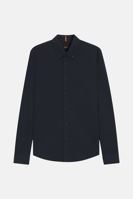 Blauwe BOSS ORANGE overhemd met lange mouwen, knopen en een button-down kraag.