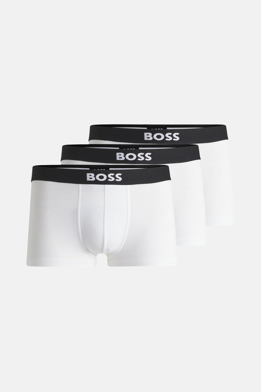 Witte boxer van BOSS ORANGE, gedragen door een man van achteren, ontbloot bovenlijf.