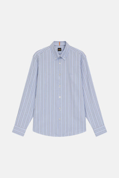Chemise à manches longues bleue à rayures, de BOSS ORANGE, avec une coupe décontractée.