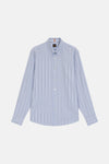 Chemise à manches longues bleue à rayures, de BOSS ORANGE, avec une coupe décontractée.