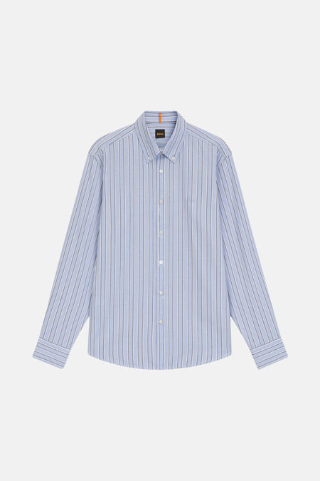 Blauwe gestreepte blouse met lange mouwen van BOSS ORANGE, met een relaxte pasvorm.