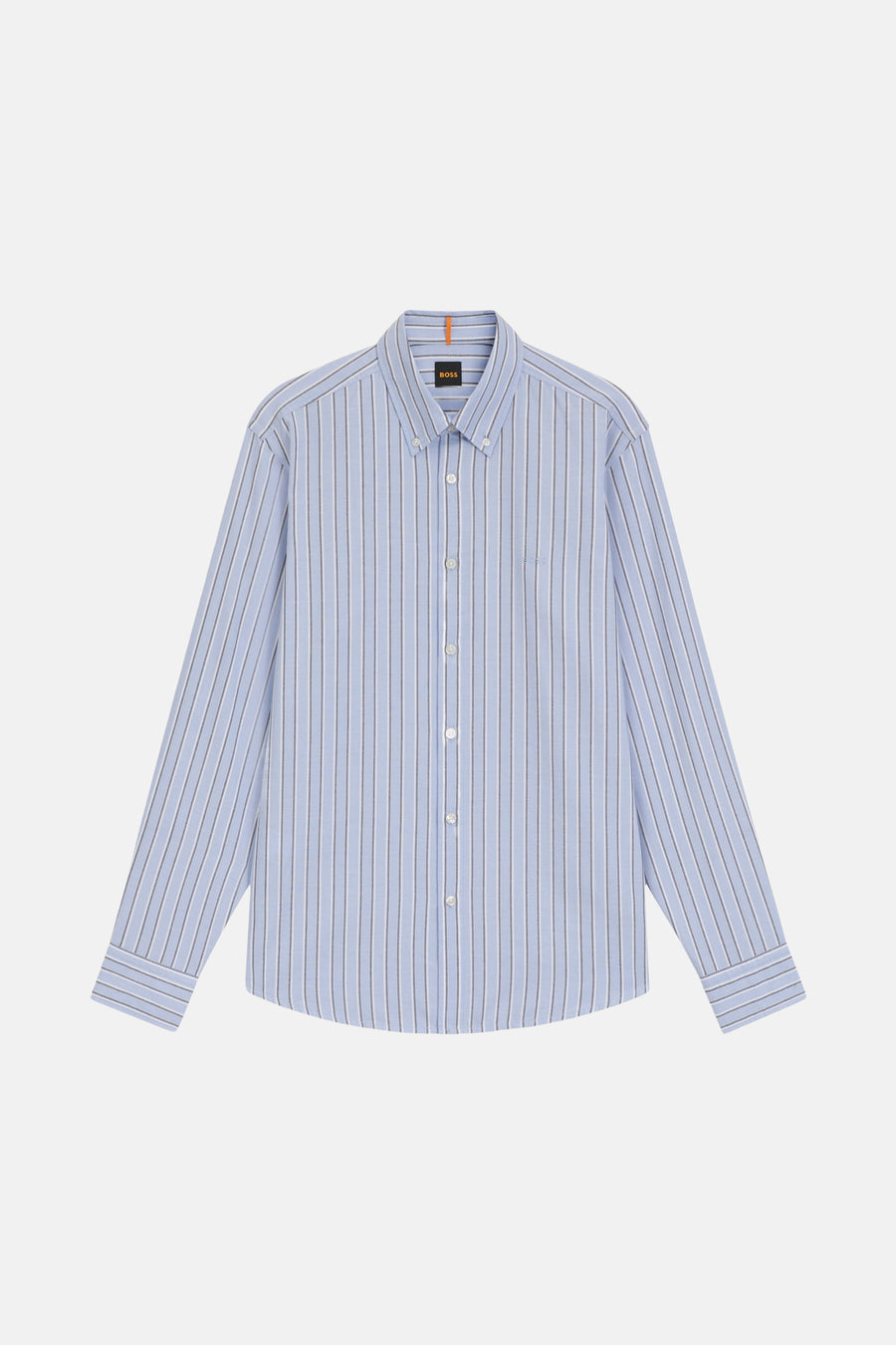 Chemise à manches longues bleue à rayures, de BOSS ORANGE, avec une coupe décontractée.