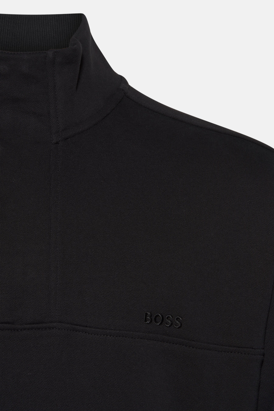 Sweat-shirt noir à col montant de BOSS, avec logo subtil et finitions côtelées.