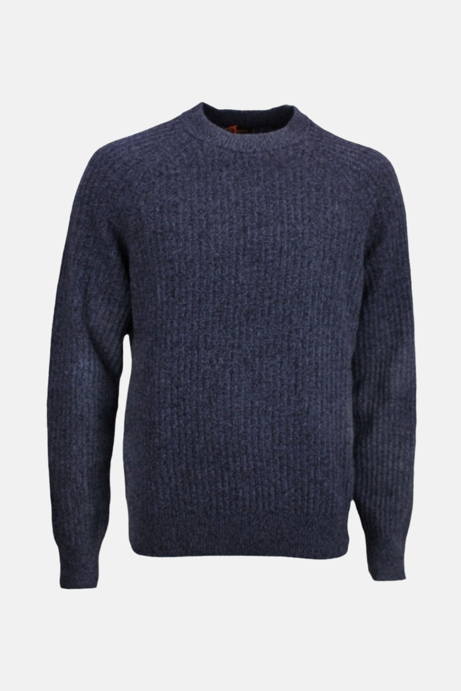 Ronde hals trui van BOSS ORANGE in blauw, van getextureerd ribgebreid materiaal.