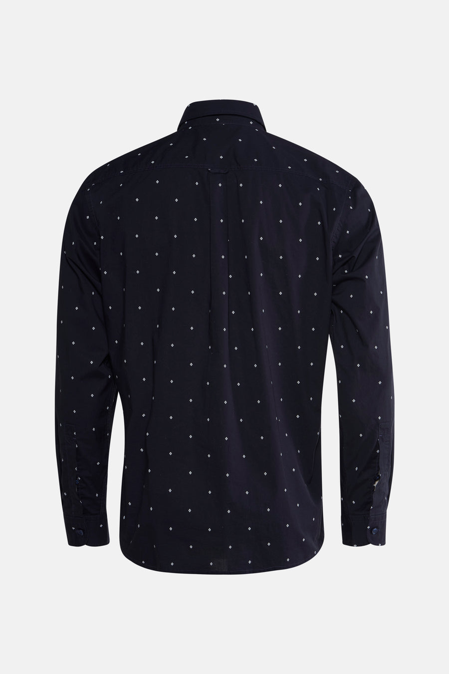 Blauwe BOSS ORANGE blouse met lange mouwen, met subtiel ruitpatroon, achterzijde.