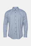 Blauwe overhemd met lange mouwen van BOSS ORANGE met ruitpatroon en knoopsluiting.