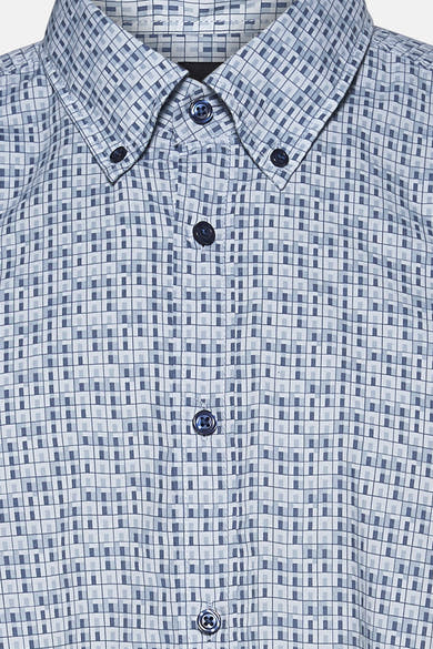 Chemise à manches longues bleue de BOSS ORANGE avec motif quadrillé et fermeture boutonnée.