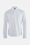 Chemise grise à manches longues de BOSS ORANGE, avec une patte de boutonnage et une texture subtile.