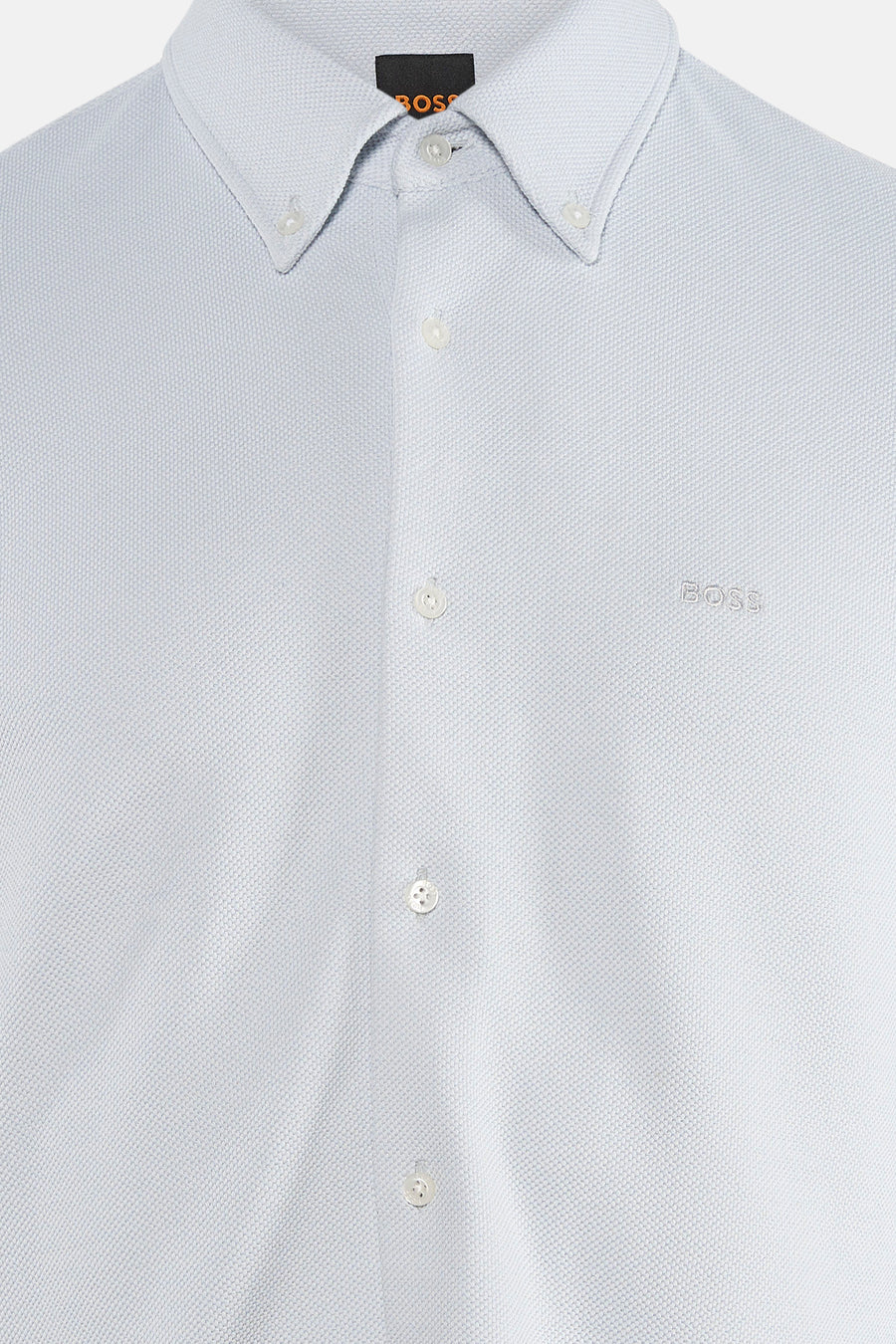 Chemise à manches longues grise par BOSS ORANGE, avec col boutonné et texture piquée discrète.