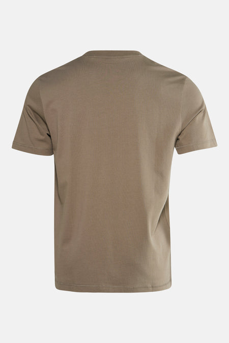 Beige T-shirt met korte mouwen van BOSS ORANGE, van achteren gezien op een lichte achtergrond.