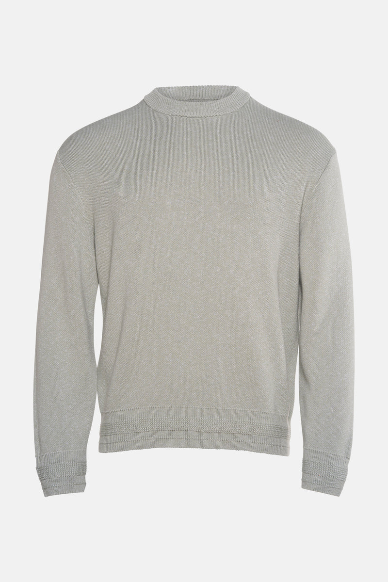 Pull col rond gris de BOSS ORANGE, en tricot côtelé avec des bords-côtes.

