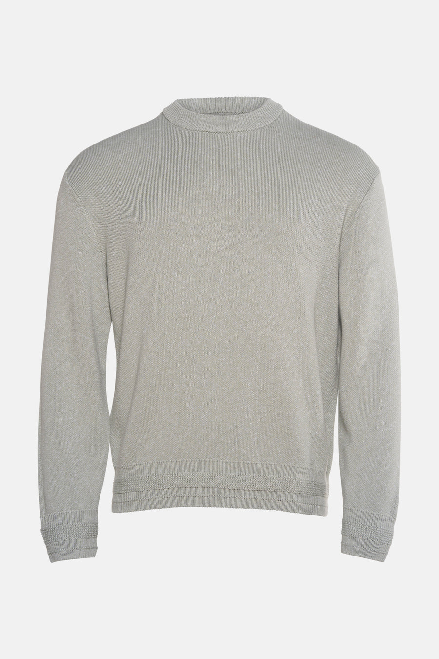 Pull col rond gris de BOSS ORANGE, en tricot côtelé avec des bords-côtes.
