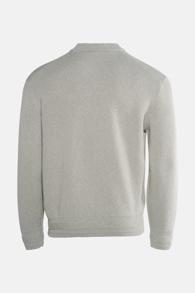 Pull col rond gris de BOSS ORANGE, en maille fine, vue de dos.
