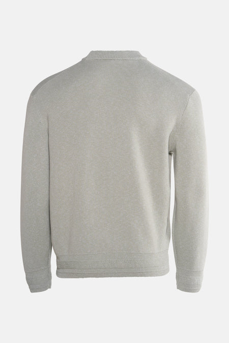 Grijze ronde mouw van BOSS ORANGE, in fijne tricot, rugweergave.