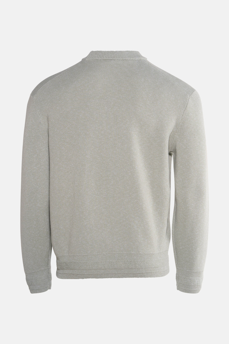 Pull col rond gris de BOSS ORANGE, en maille fine, vue de dos.
