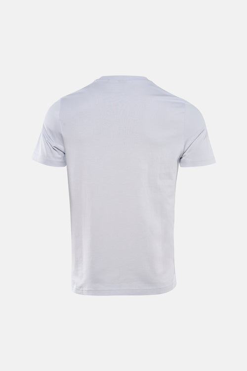 T-shirt à manches courtes gris de BOSS ORANGE, vue arrière, sur un fond blanc uni.