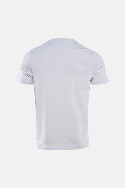 Grijze T-shirt met korte mouwen van BOSS ORANGE, achterkant, op een effen witte achtergrond.
