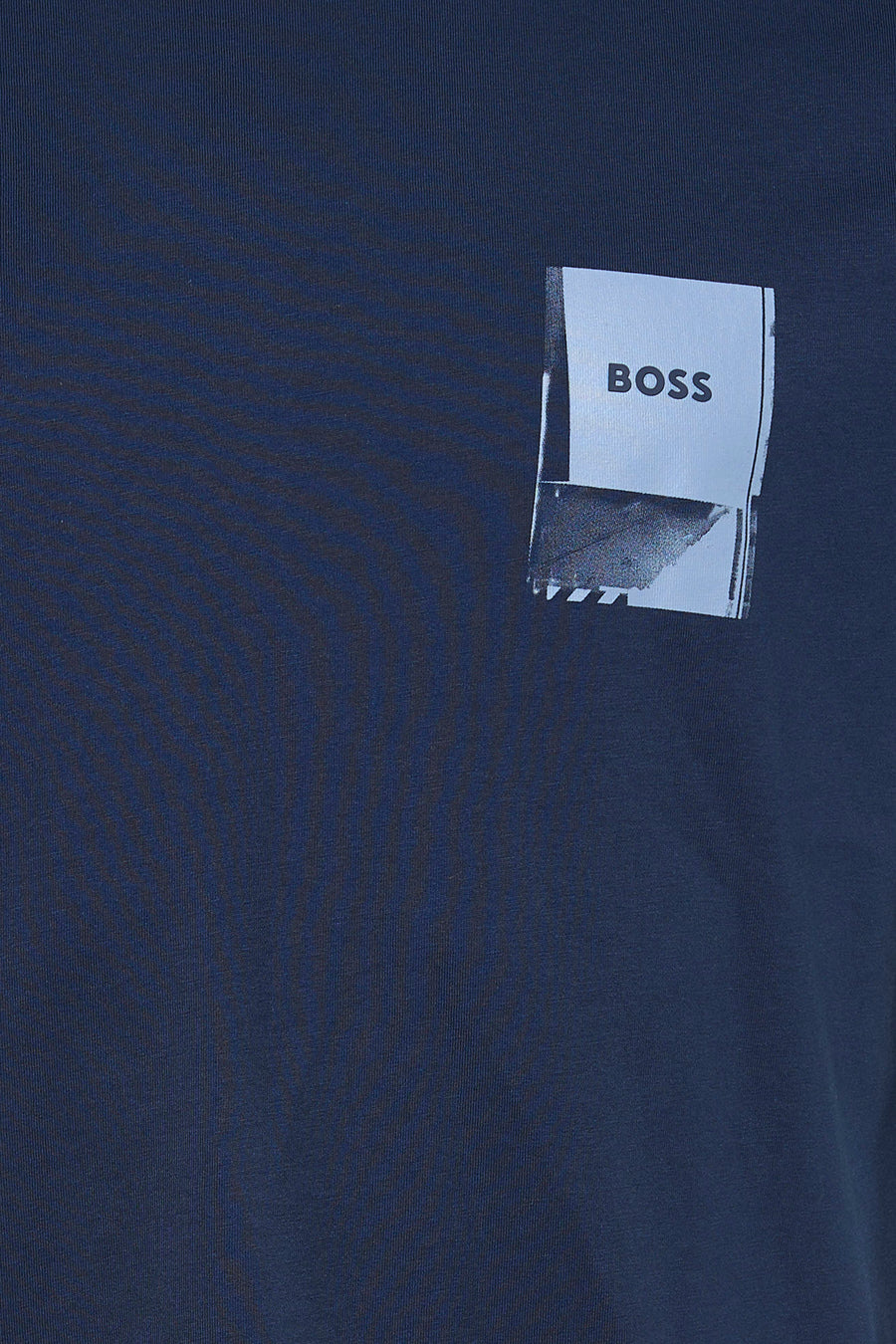 T-shirt à manches courtes bleu de BOSS ORANGE, avec un motif graphique sur le devant.