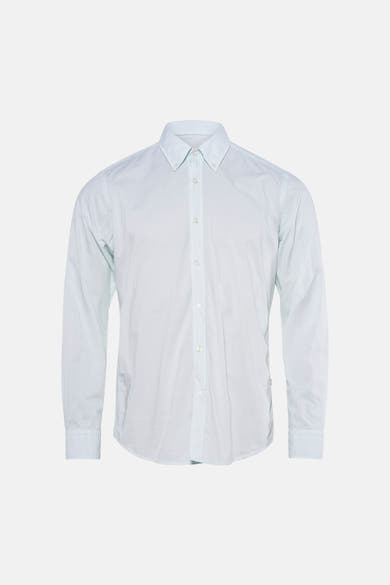 Chemise turquoise de BOSS ORANGE à manches longues et col boutonné avec un subtil motif texturé.