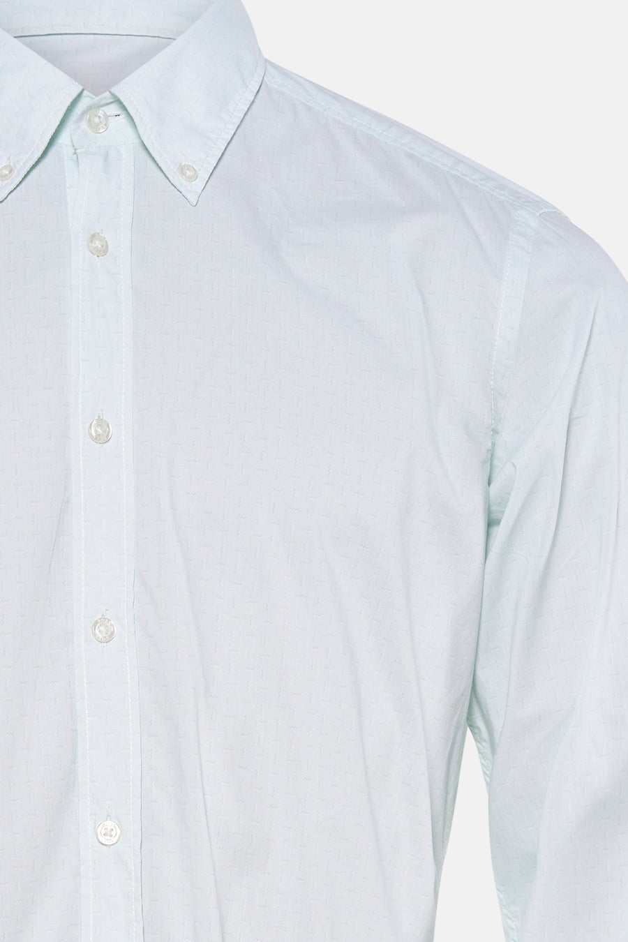 Chemise turquoise pâle de BOSS ORANGE avec un motif ondulé subtil, un col boutonné et une patte de boutonnage.