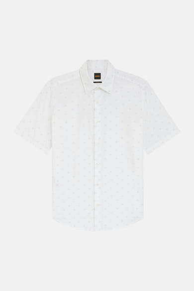 Chemise blanche à manches courtes de BOSS ORANGE à motif géométrique discret.