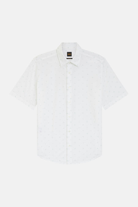 Chemise blanche à manches courtes de BOSS ORANGE à motif géométrique discret.