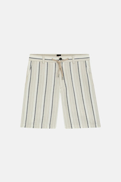 Short rayé beige de BOSS ORANGE avec cordon de serrage à la taille.