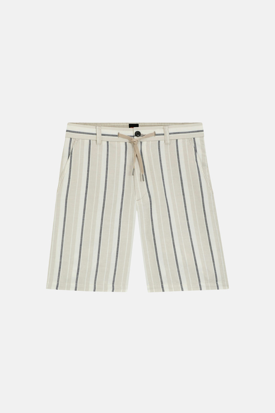 Short rayé beige de BOSS ORANGE avec cordon de serrage à la taille.