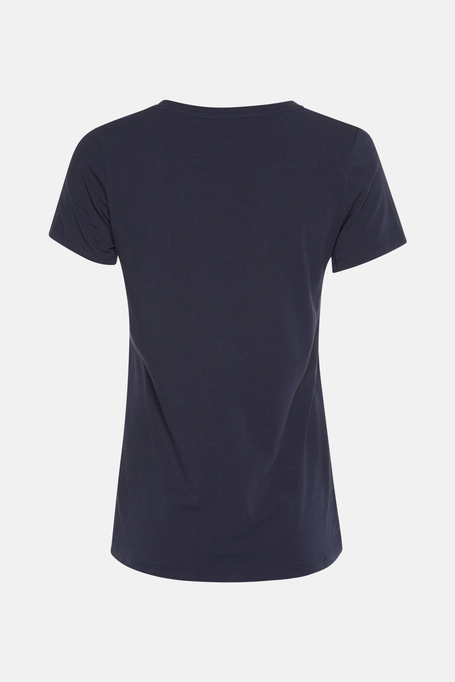 Blauw T-shirt met korte mouwen van MORE & MORE, effen en ronde hals, achterkant.