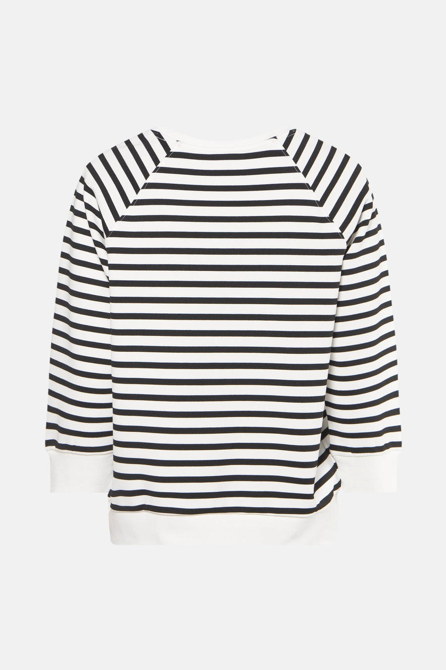 Witte rondehals sweatshirt van MORE & MORE, met zwarte horizontale strepen op de rug.
