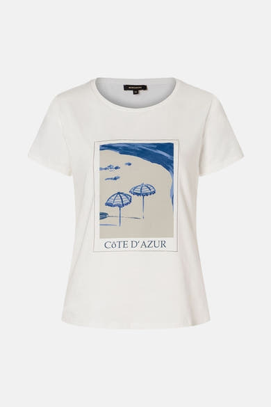 Wit T-shirt met korte mouwen van MORE & MORE, effen, klassieke pasvorm.