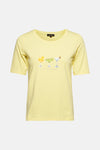 Gele T-shirt met korte mouwen van More & More met cocktailprint.