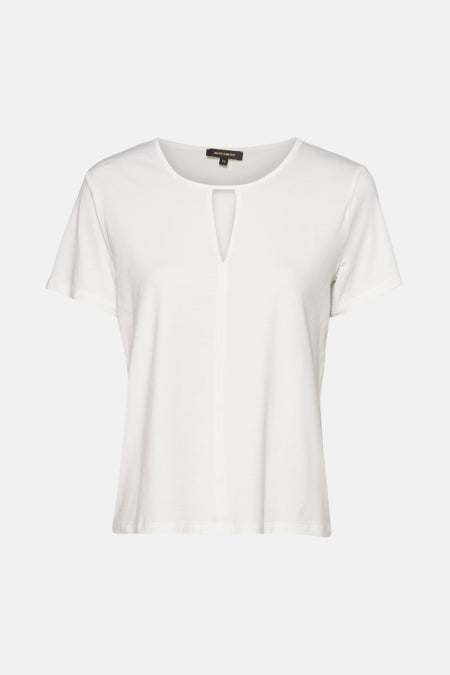 Wit T-shirt met korte mouwen van MORE & MORE, effen en casual, van achteren getoond.